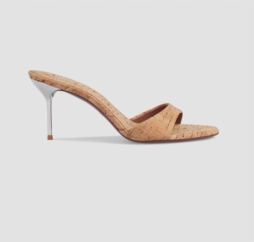NEW PARIS TEXAS women's lidia cork 70mm mule in natural silver
